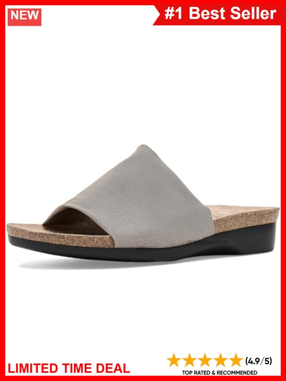 Munro Casita Neoprene Slide Sandals Cork Footbed Arch Support Slip On